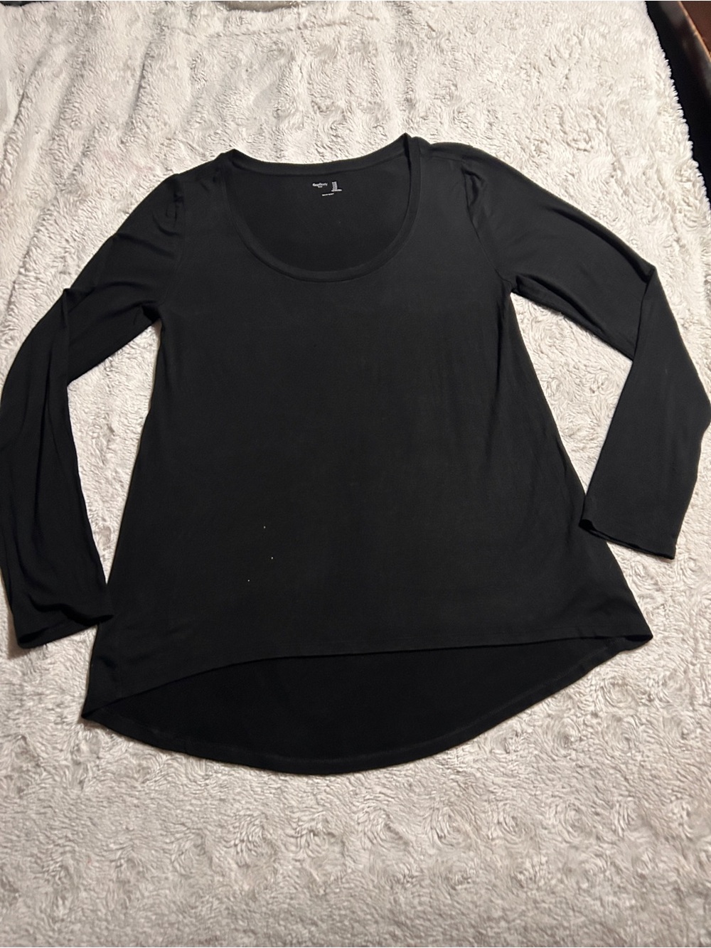 Gap Body Black Long-Sleeve Scoop Neck Top Basic Medium